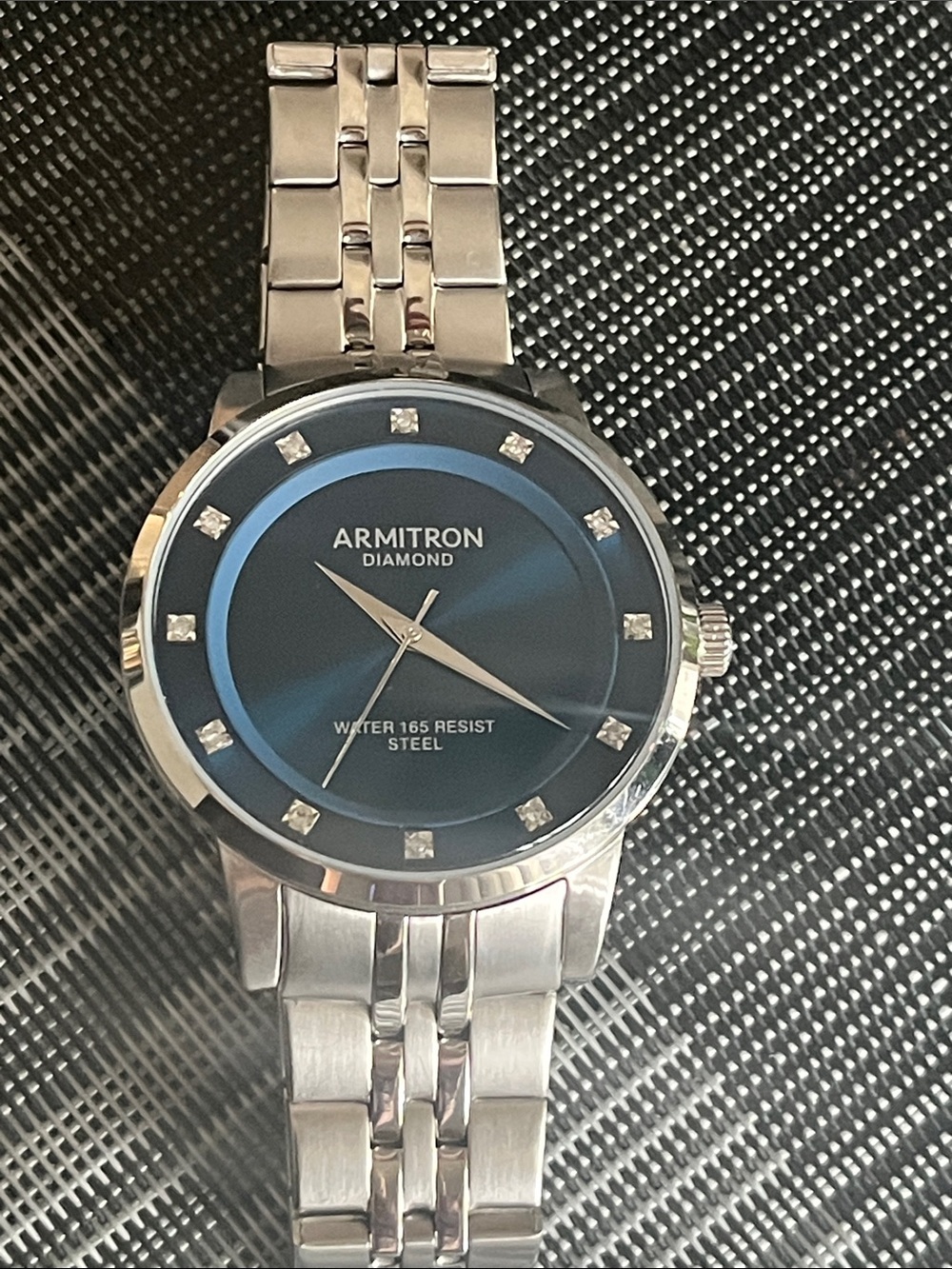 Armitron Silver Men's Stainless Steel Watch with Blue Dial